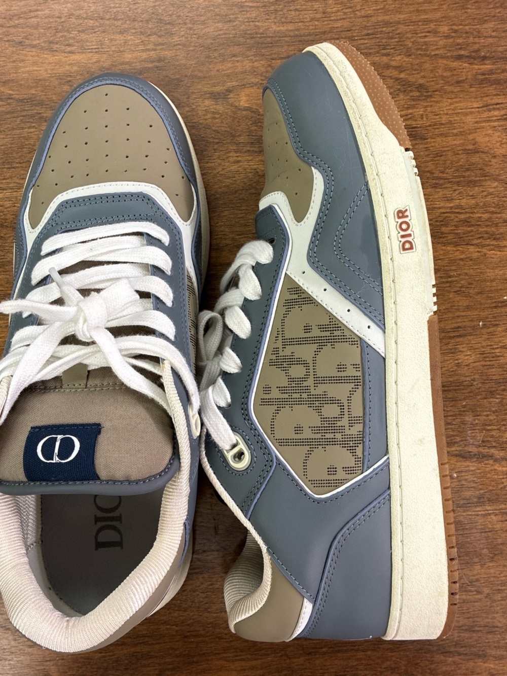 Dior Men's Grey, Taupe & White Low-Top Sneaker